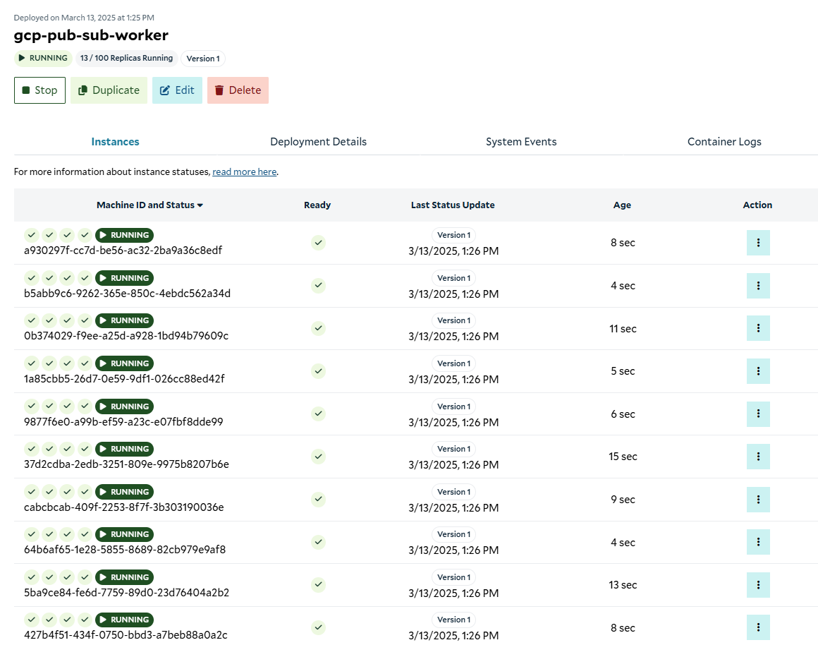 Container group running