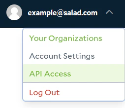 Account Drop Down Menu