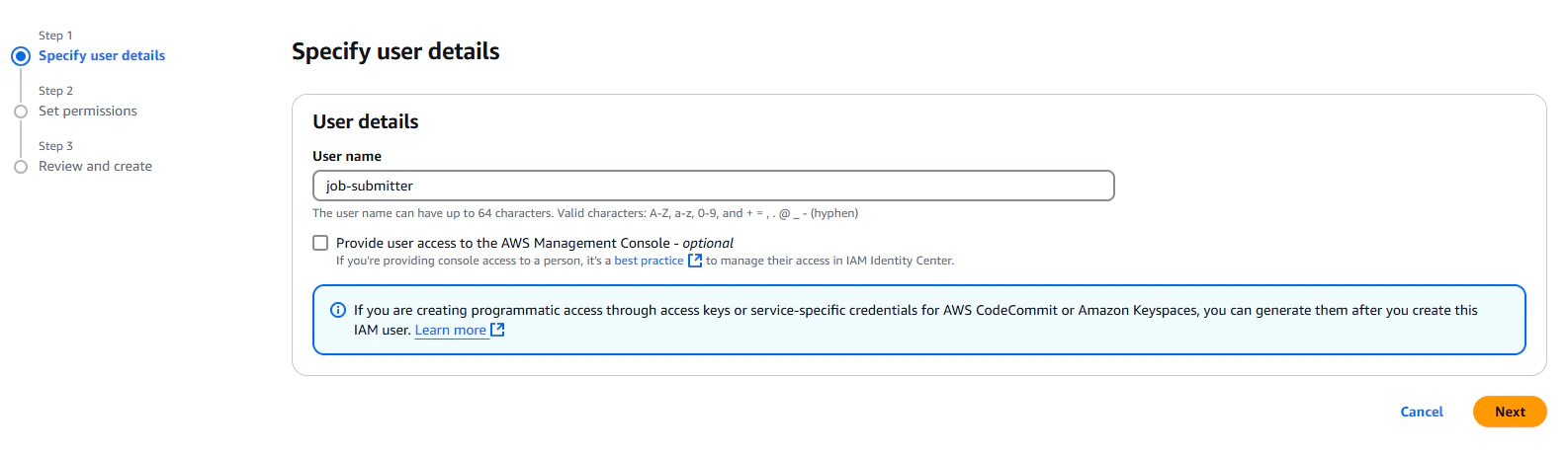 Creating the job-submitter user
