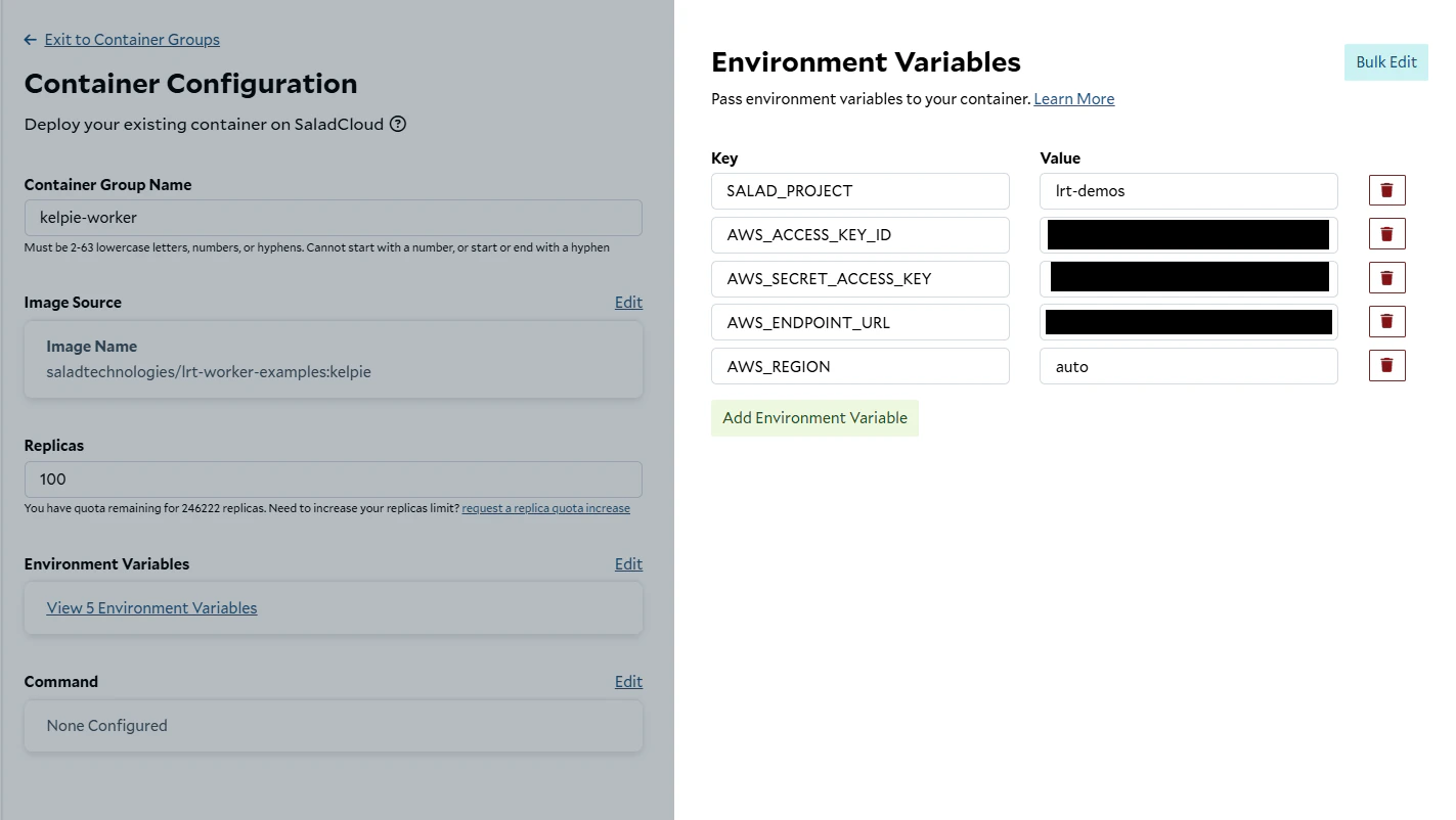 Creating a new Container Group