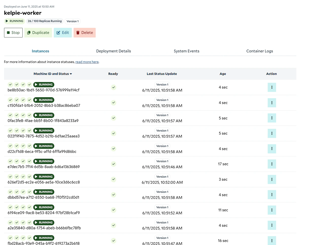 Instances up and running