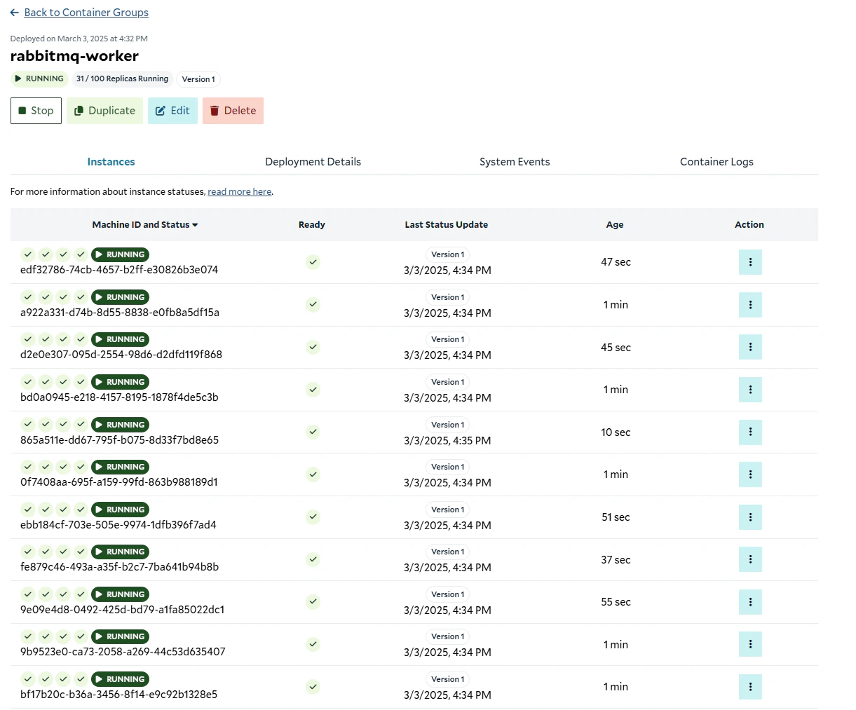 Instances up and running