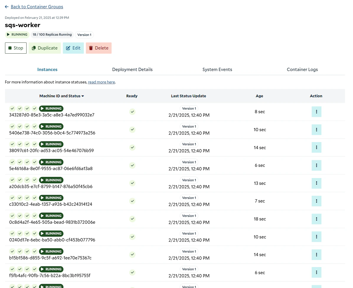 Instances up and running