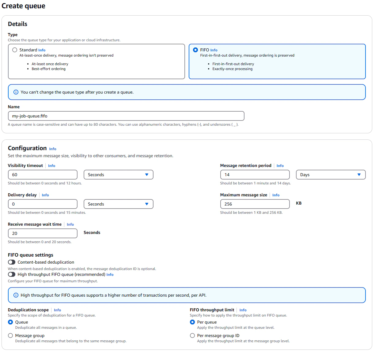 Creating a new FIFO queue