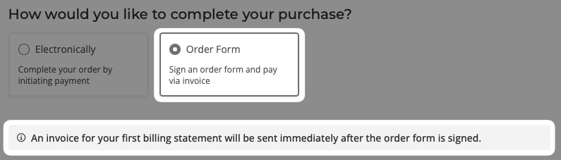 order form checkout
