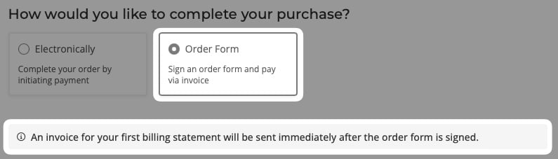 order form checkout