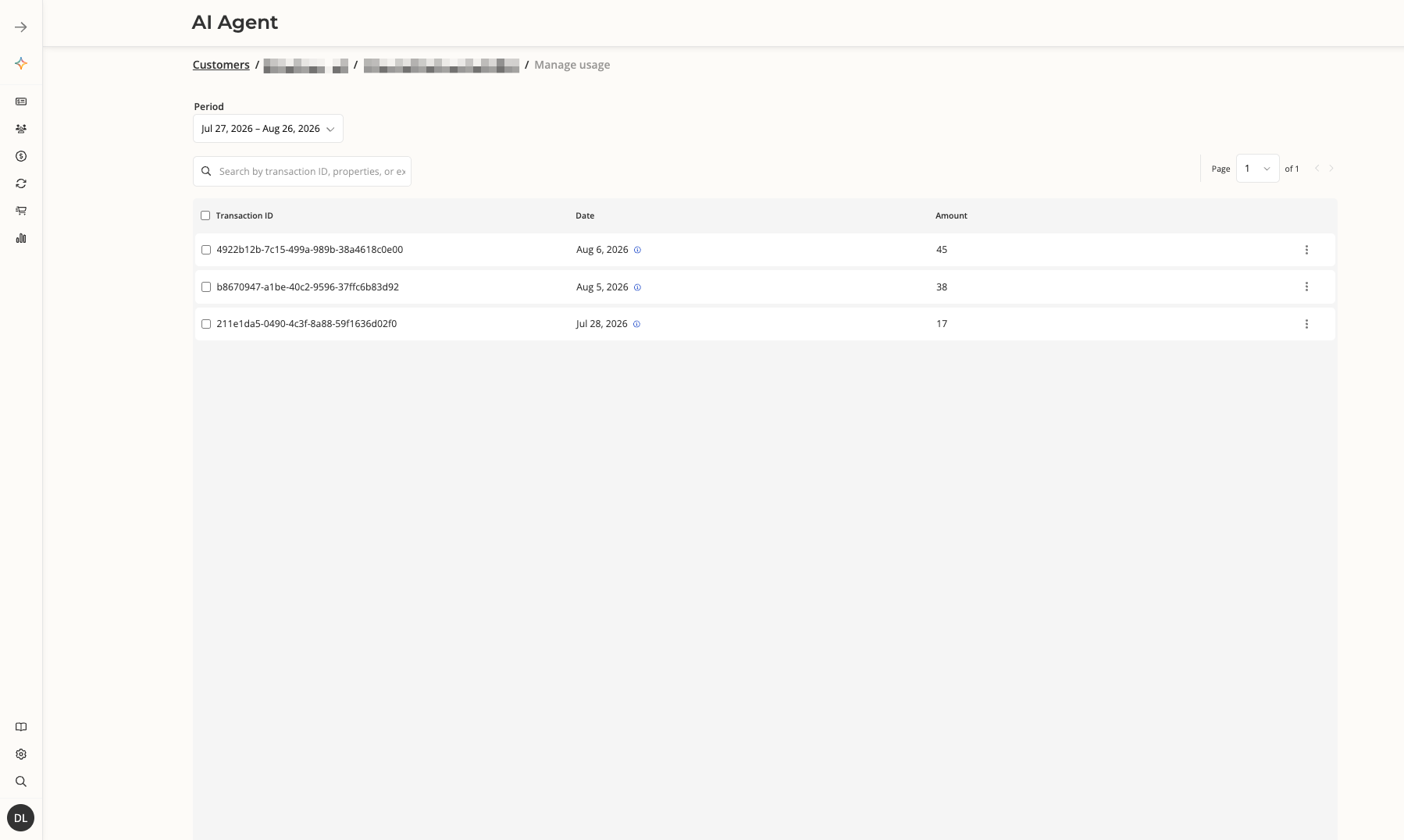 Editing and deleting usage entries in the UI
