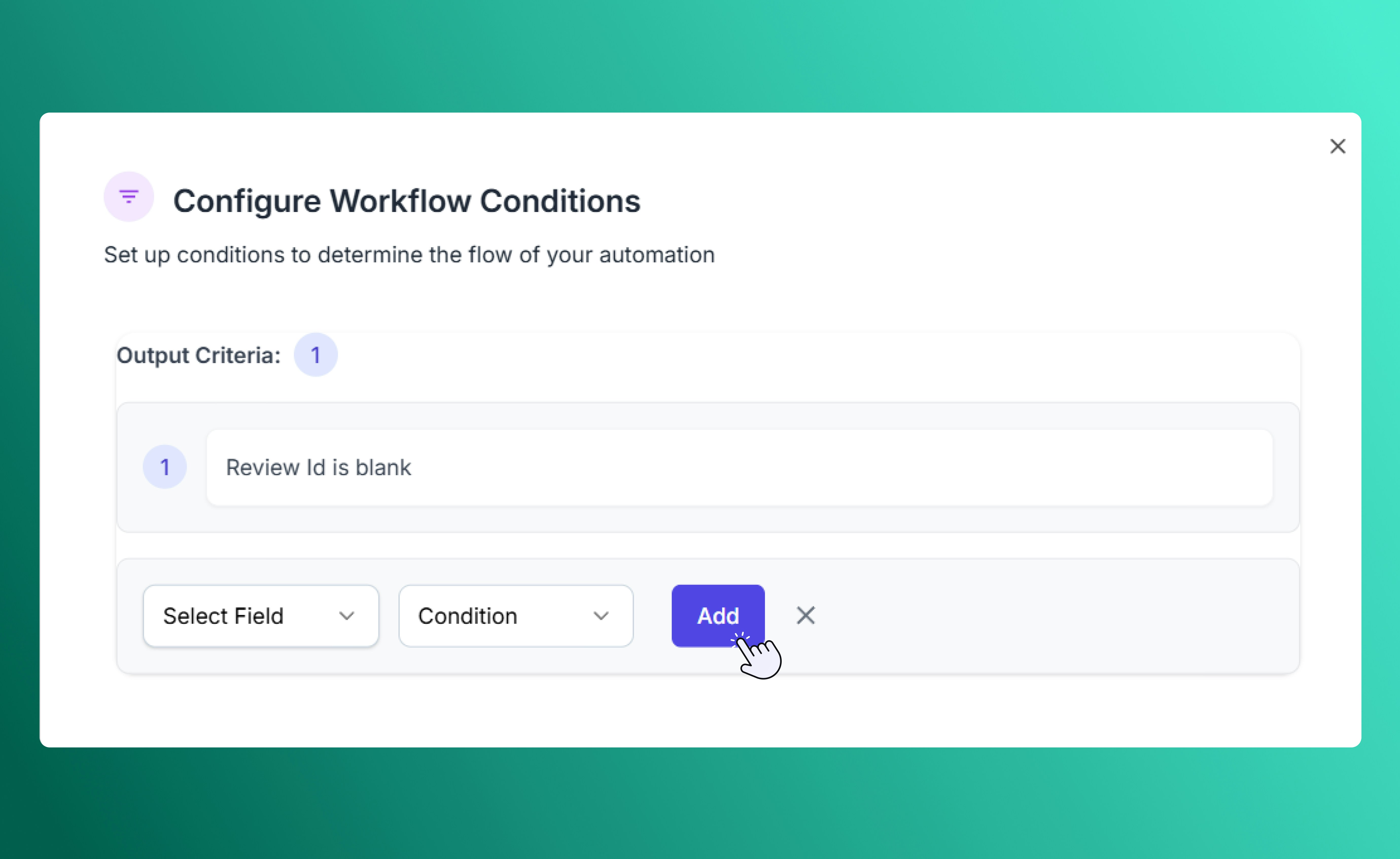 Workflow Condition Configuration for If/Else element in SalesCaptain automation builder