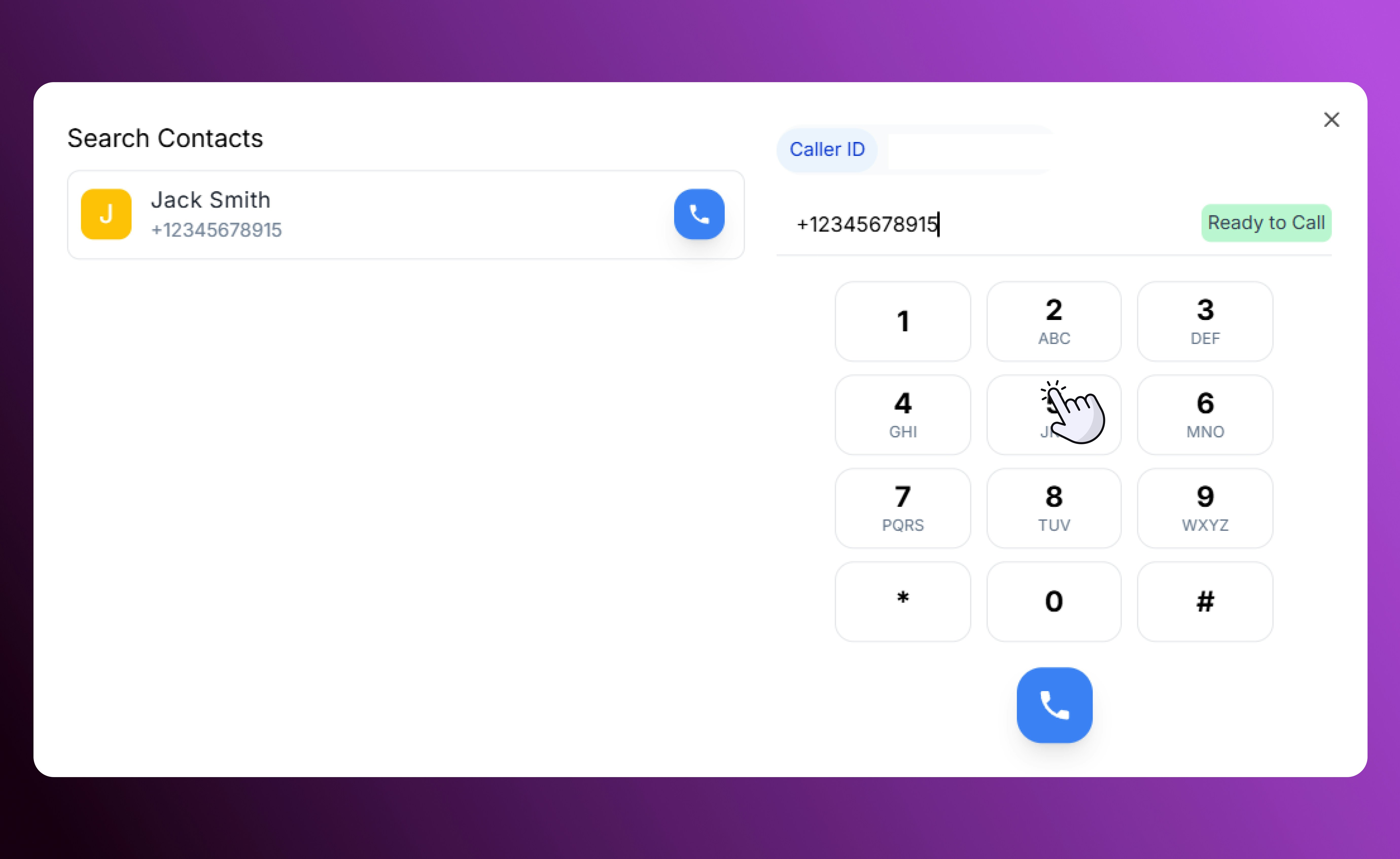 Dialpad view in SalesCaptain