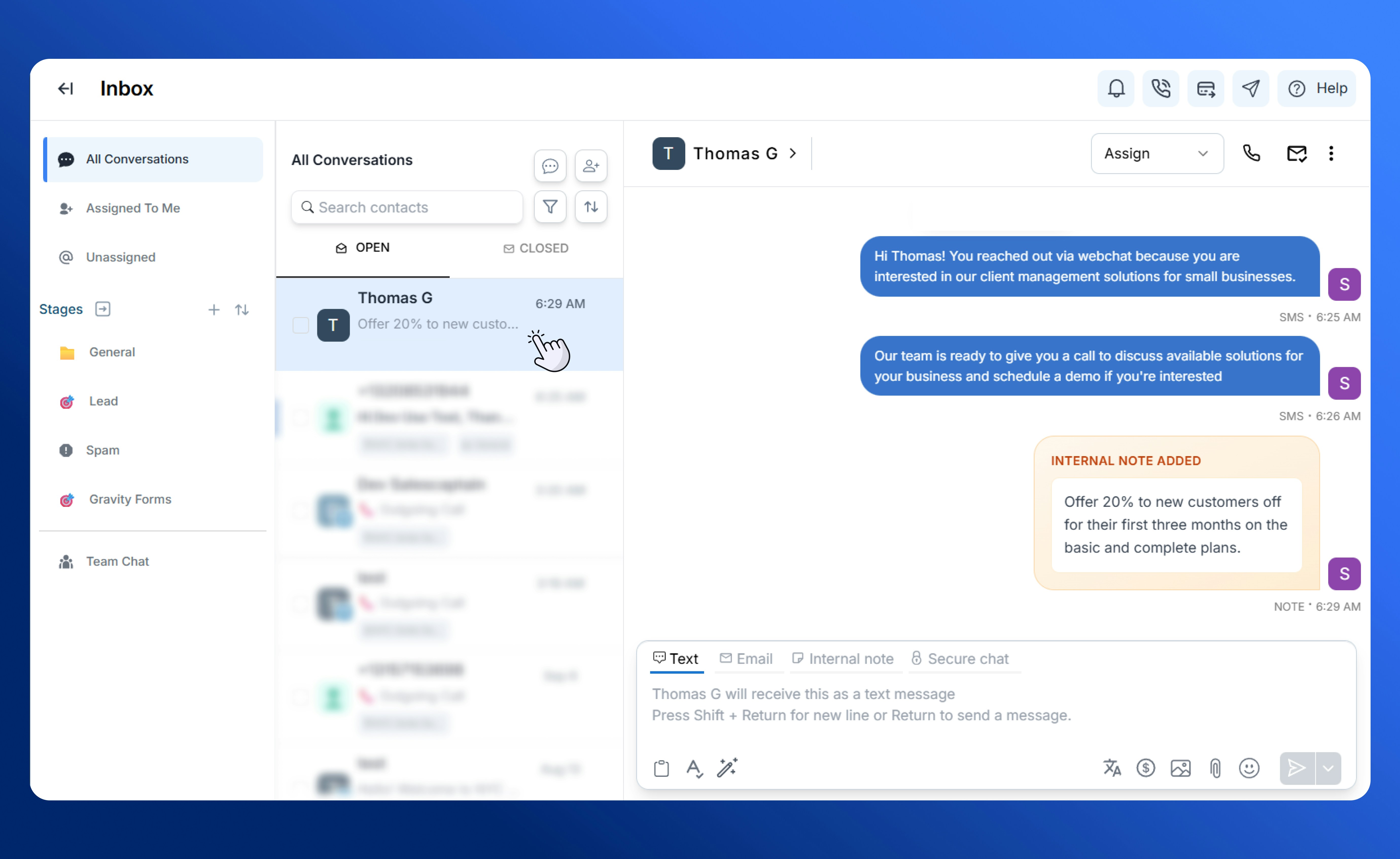 Conversation Overview in SalesCaptain