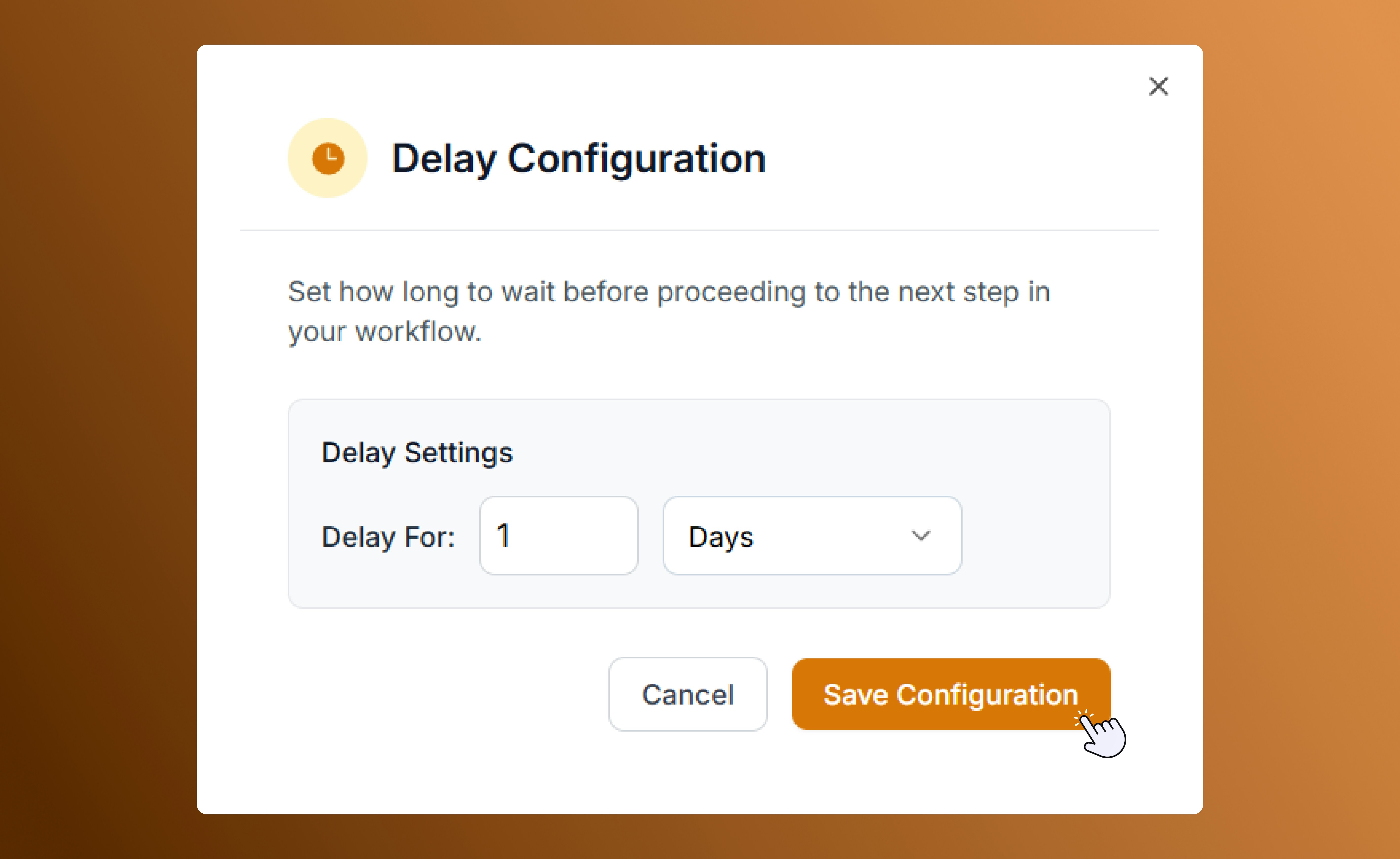 Automation delay configuration in SalesCaptain automation builder
