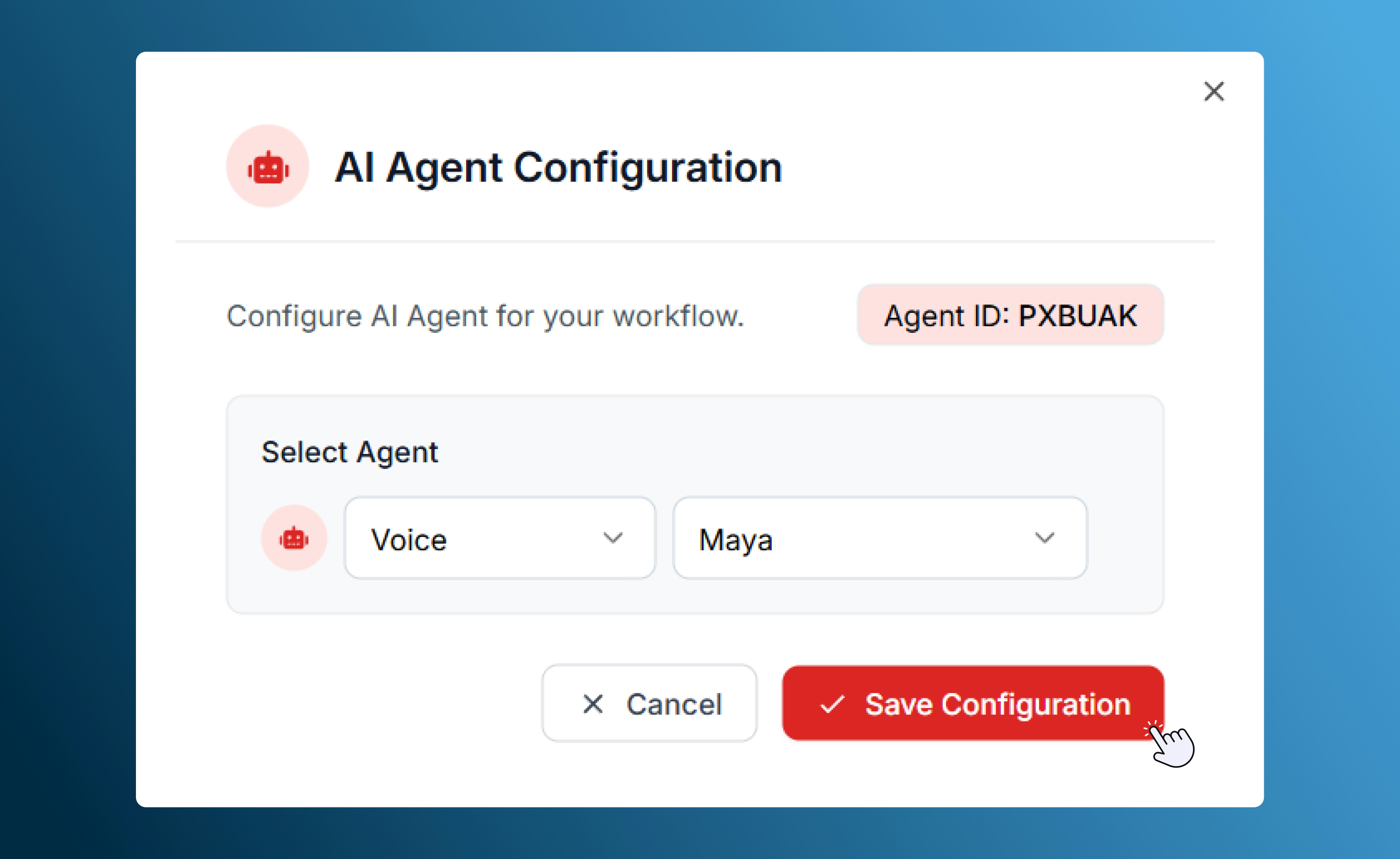 AI Agent configuration options in SalesCaptain automation builder