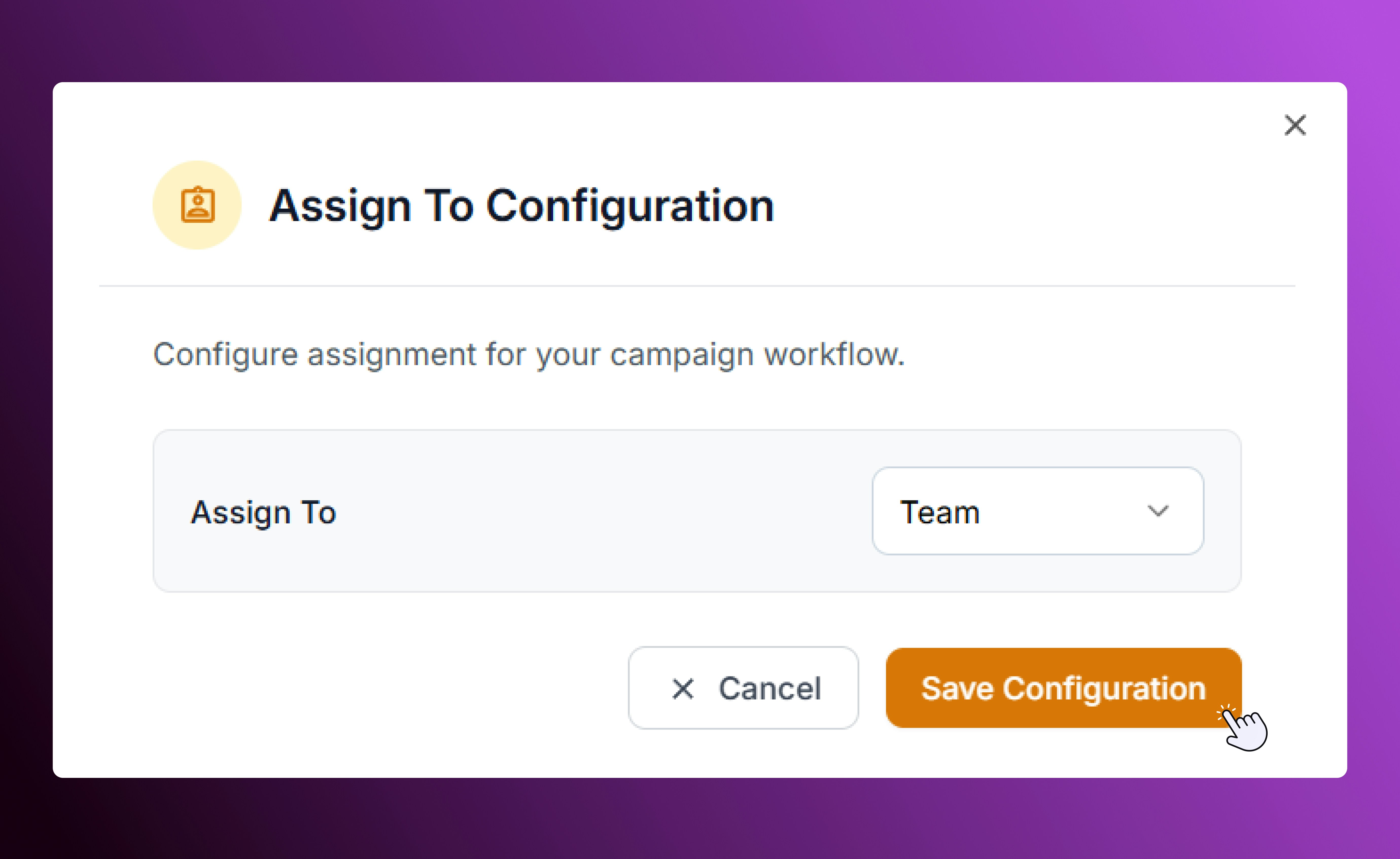 Assign to configuration options in SalesCaptain automation builder