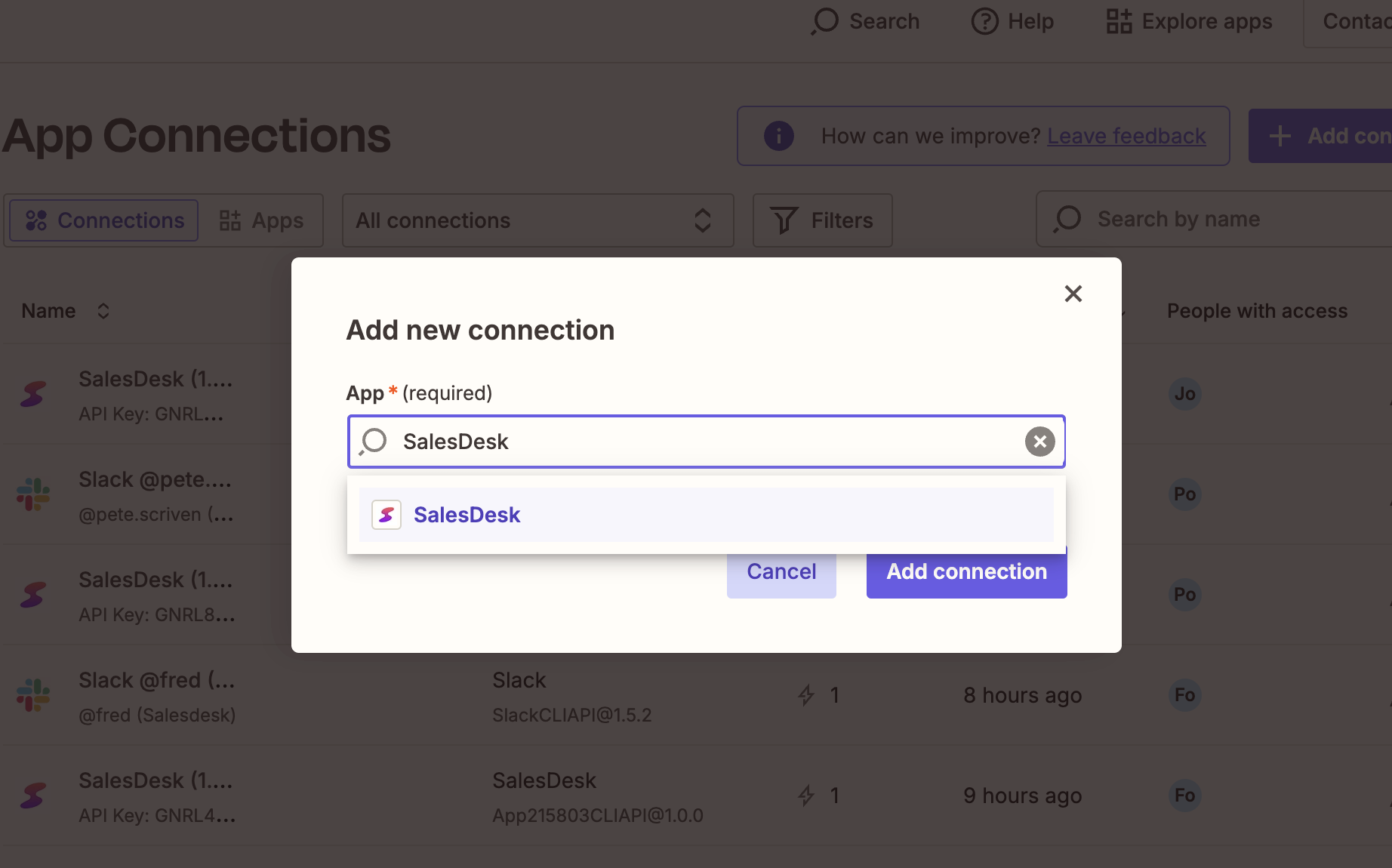 Zapier Connection Pn
