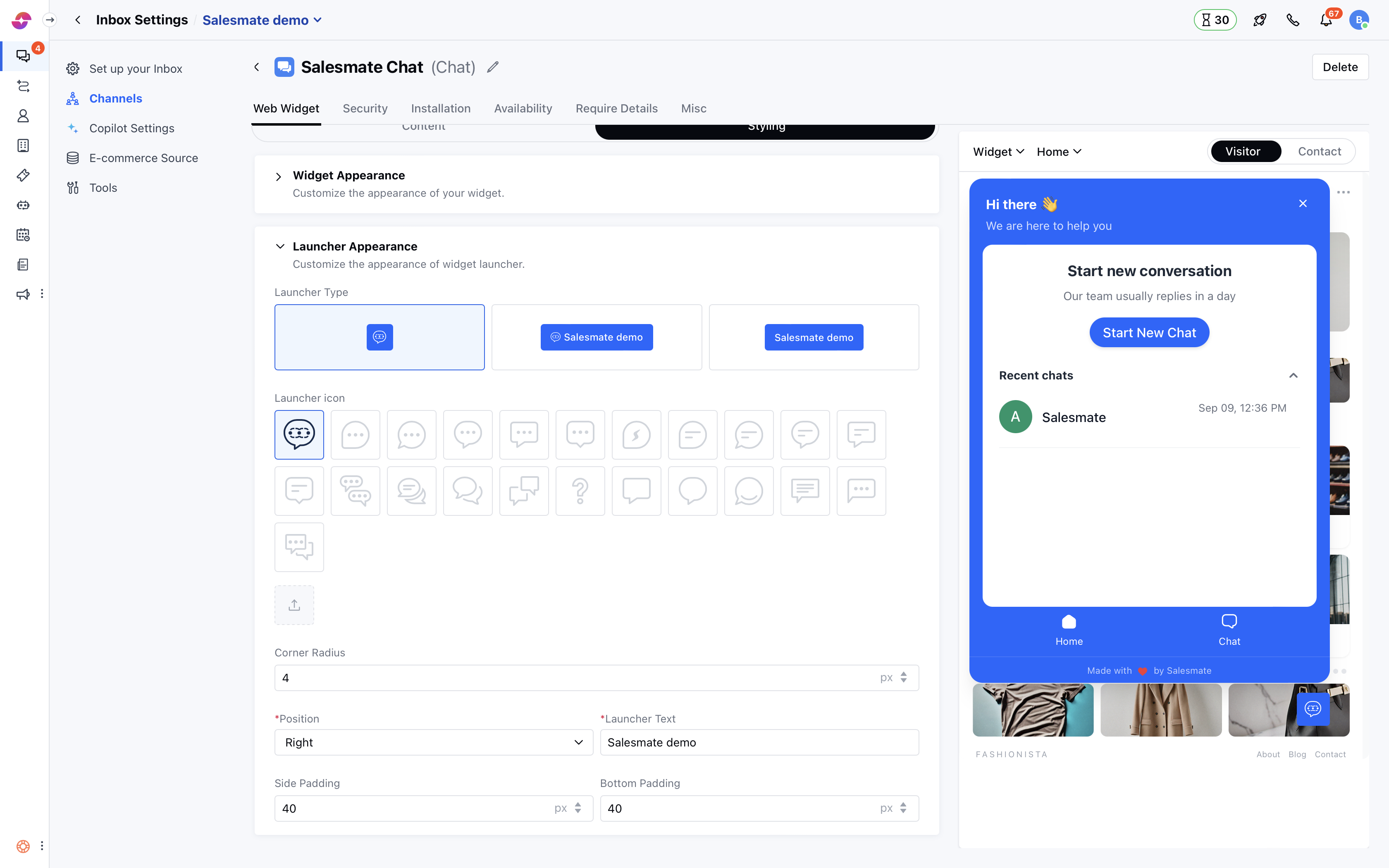 Launcher icon settings