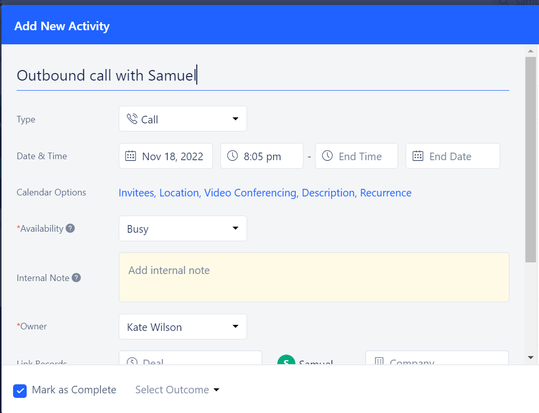 Logged outbound activity