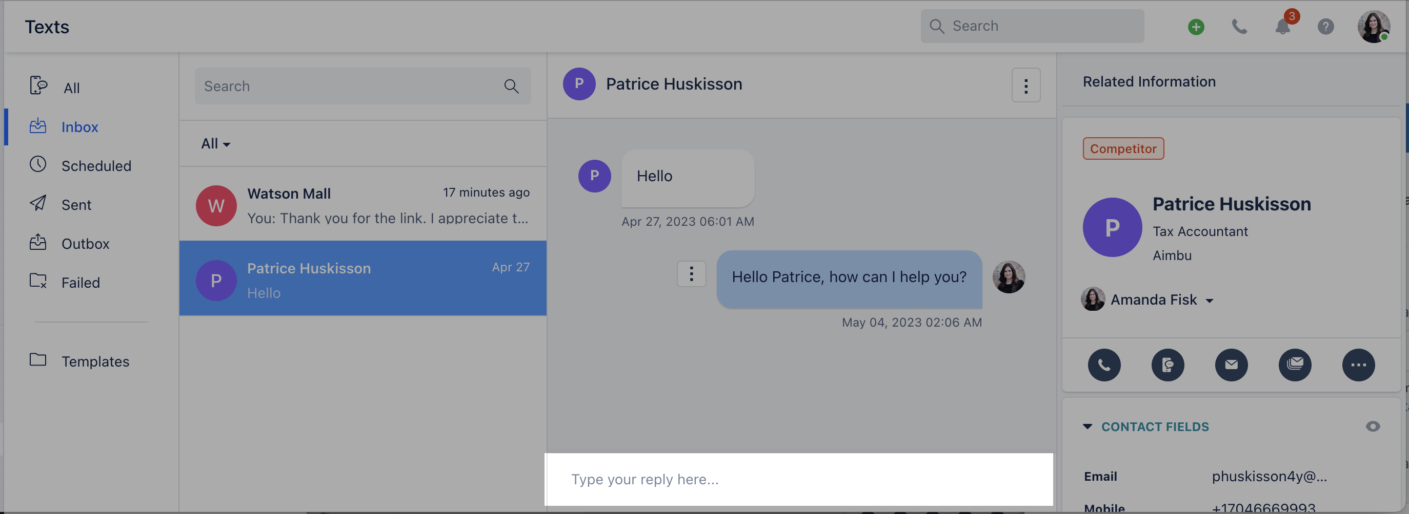 Reply to conversation