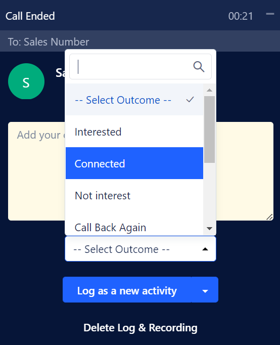 Select outcome outgoing