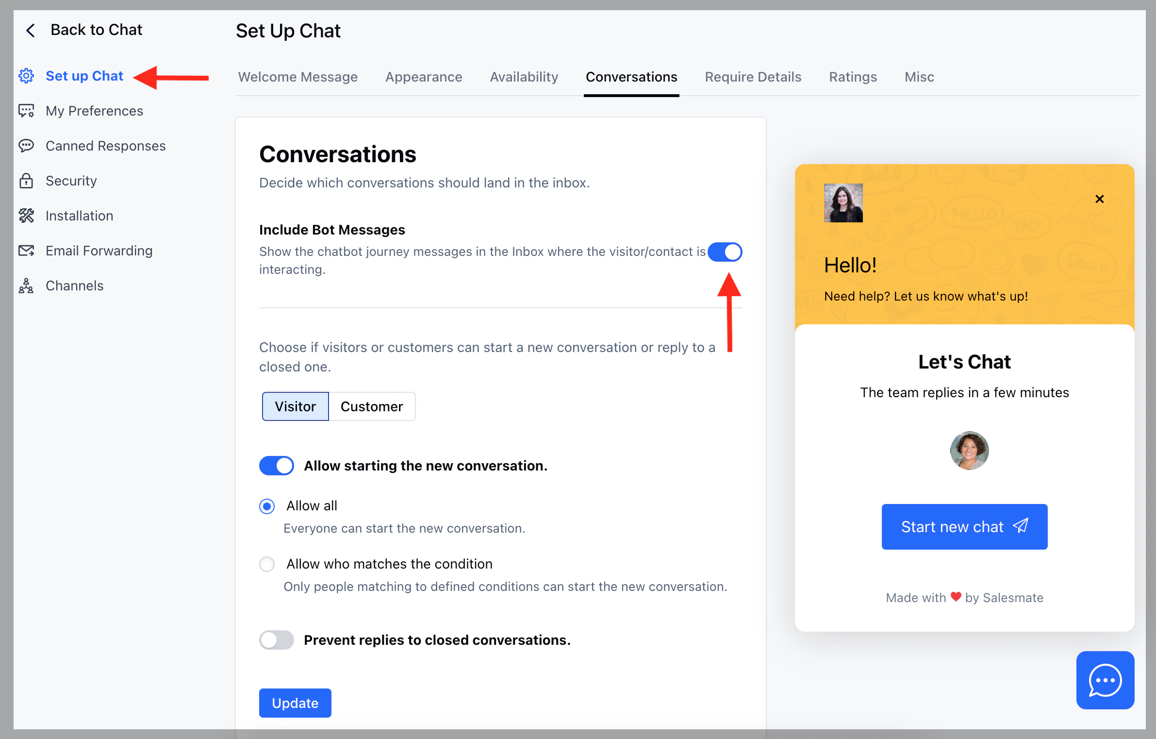 Include bot messages in chat