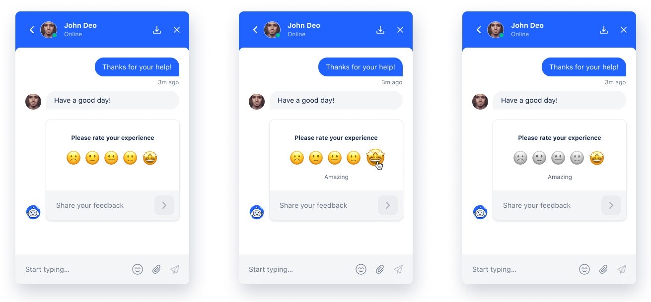 Conversation rating in Salesmate Messenger