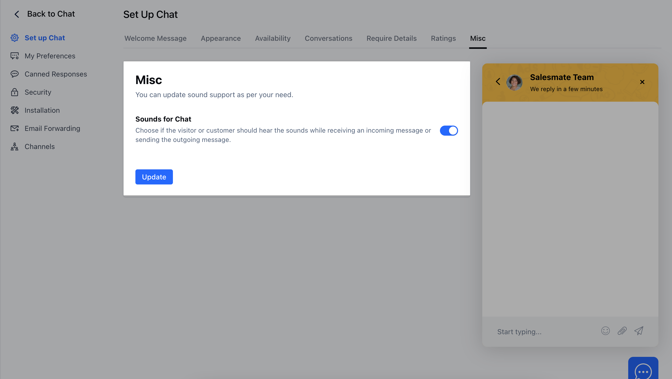 Enable/Disable sounds for Chats