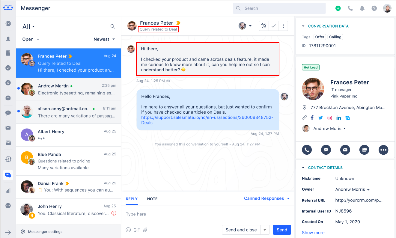 Email to chat conversation