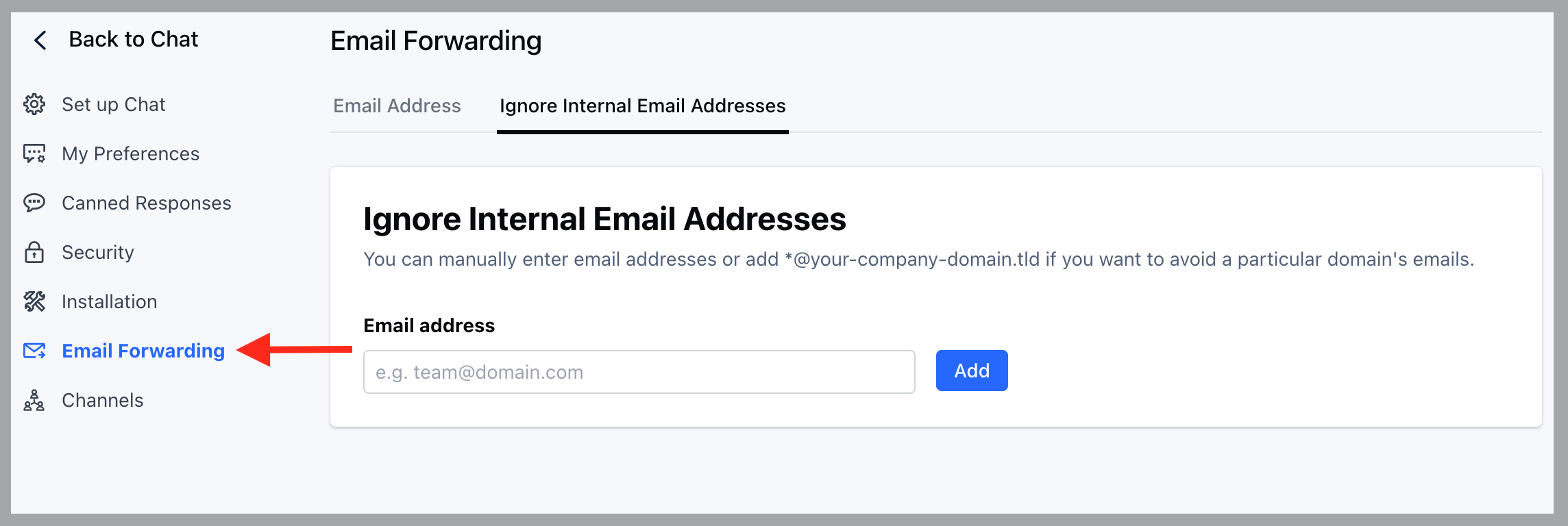 Ignore internal email addresses