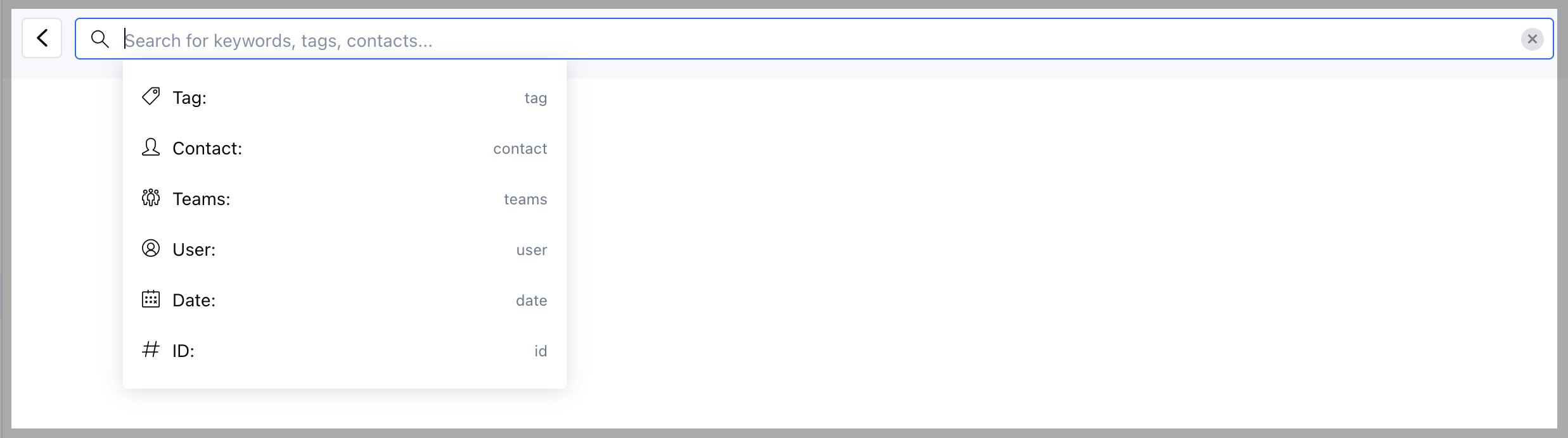 Search conversations by keyword