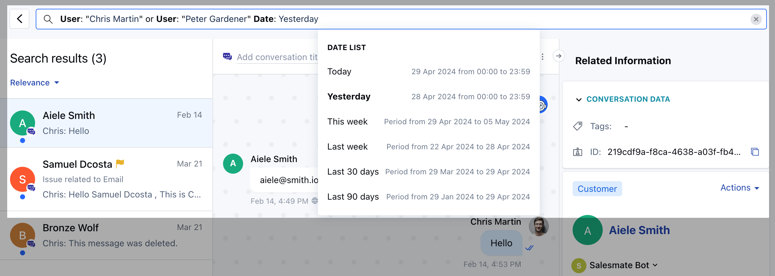Search using AND condition