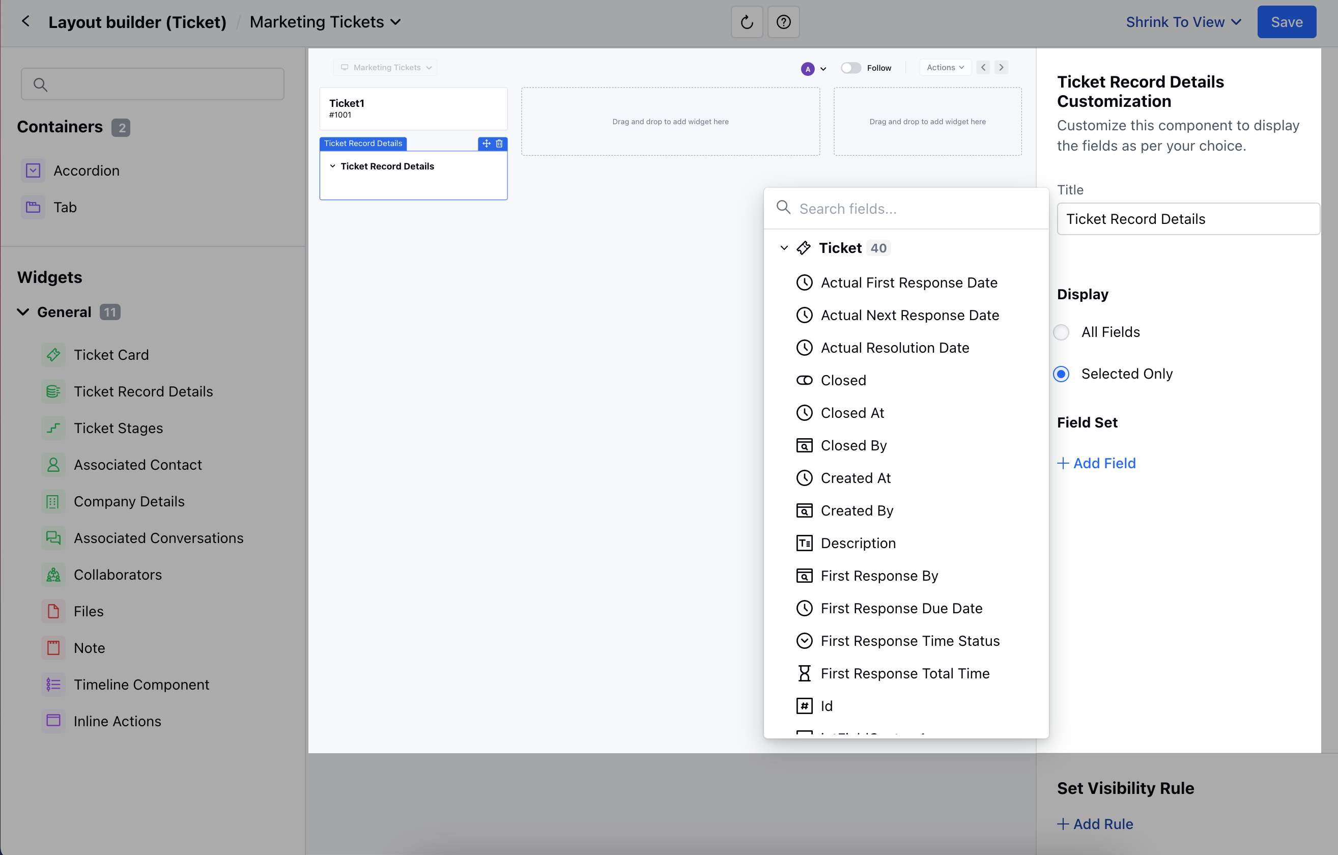 Add field to ticket layout