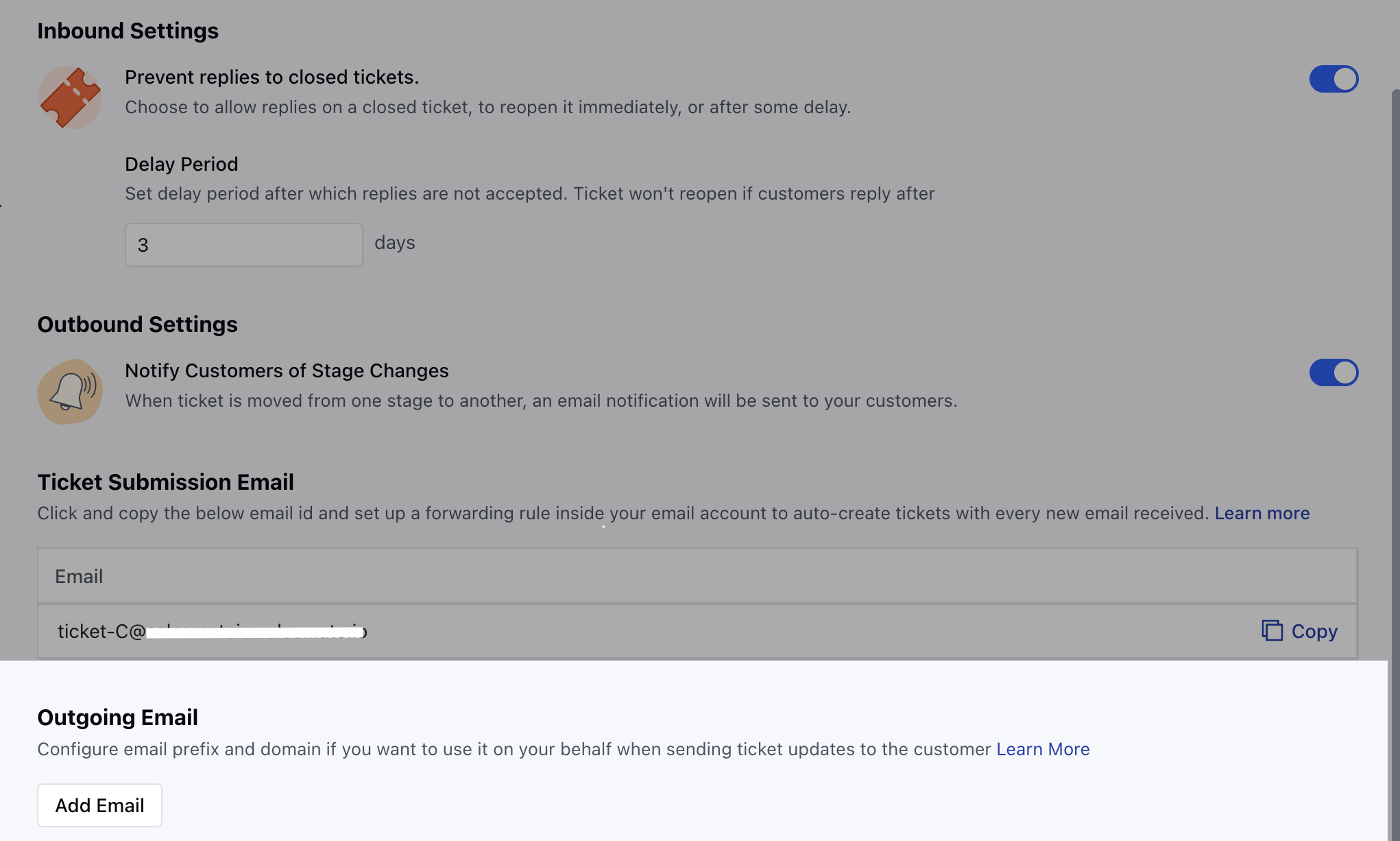 Add outgoing email address