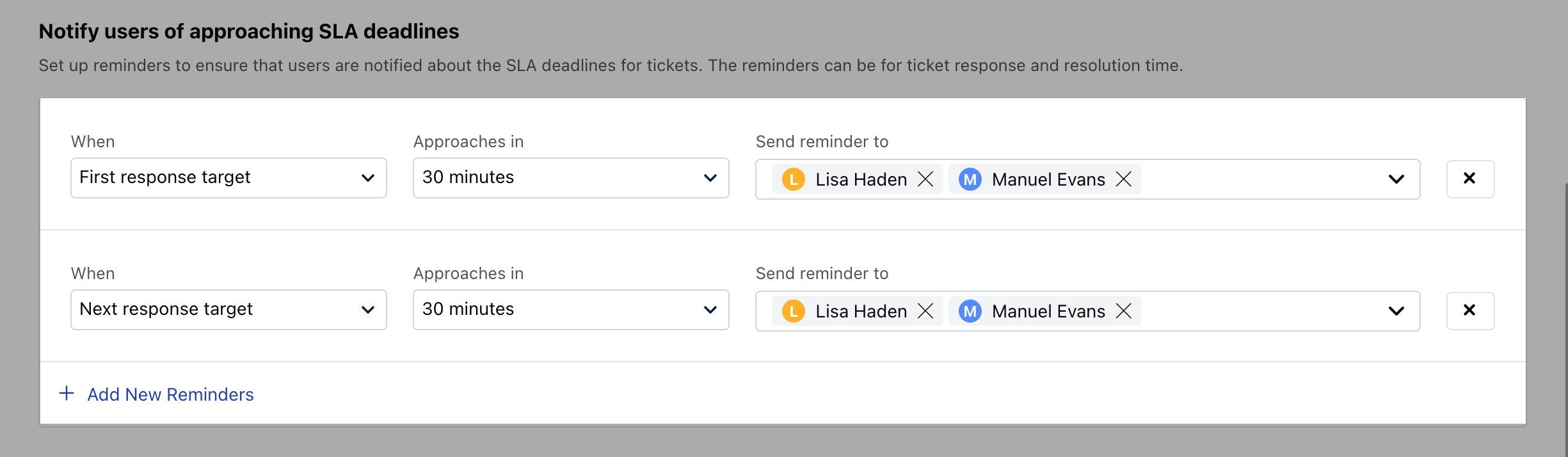 Next Response Target Setup
