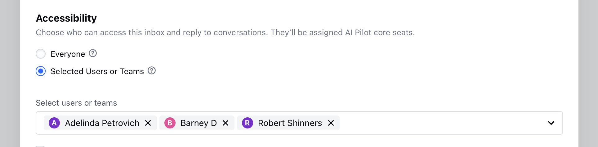 Invite selected users to workspace