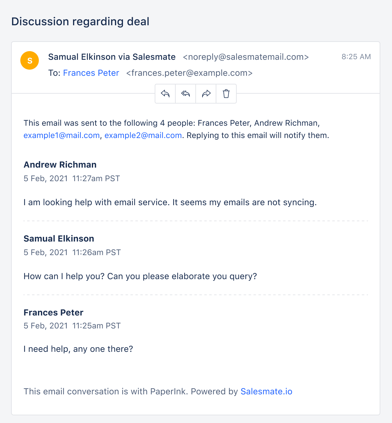Email notification to participants