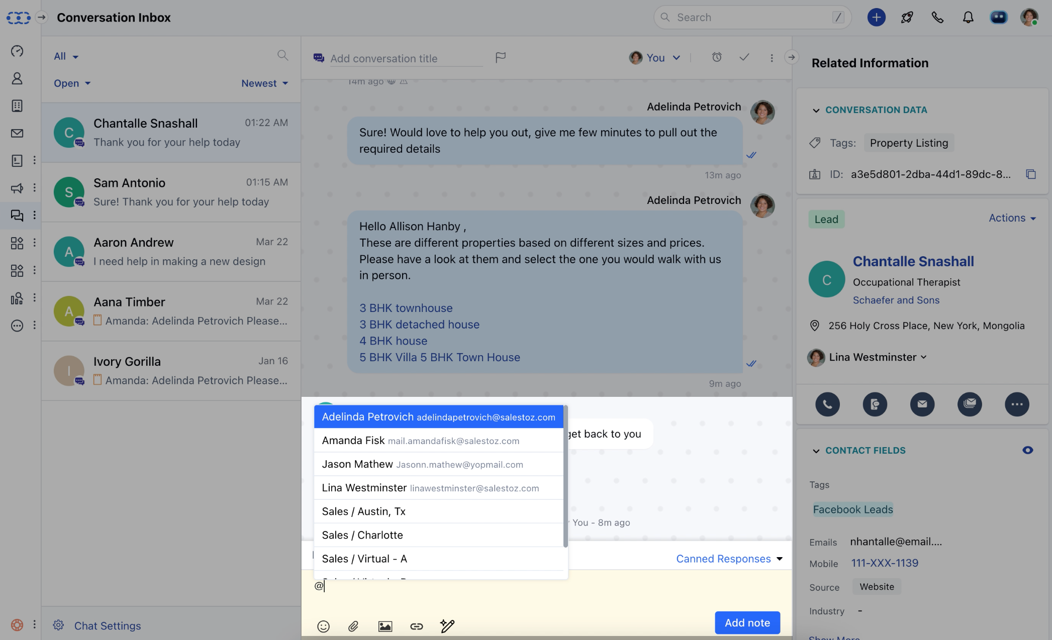 Using notes and mentions inside Chat conversations
