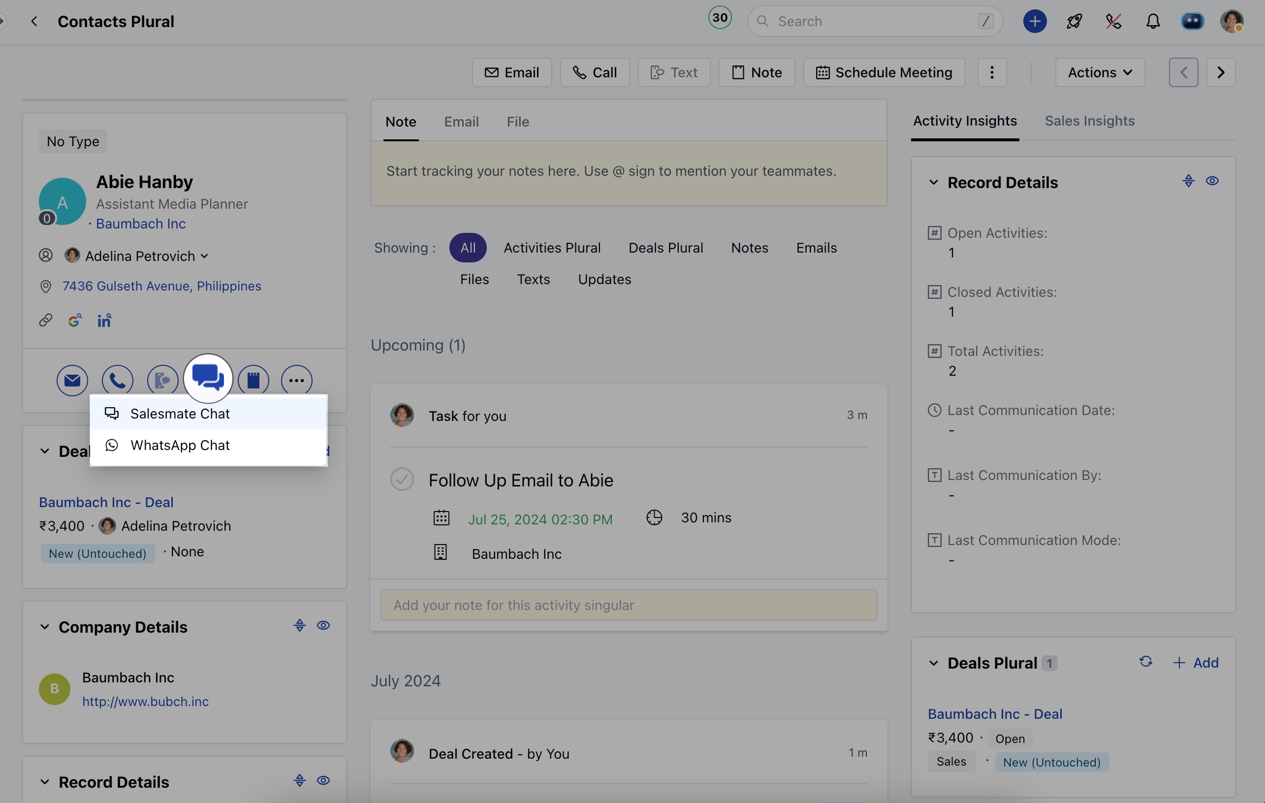 Start Salesmate chat
