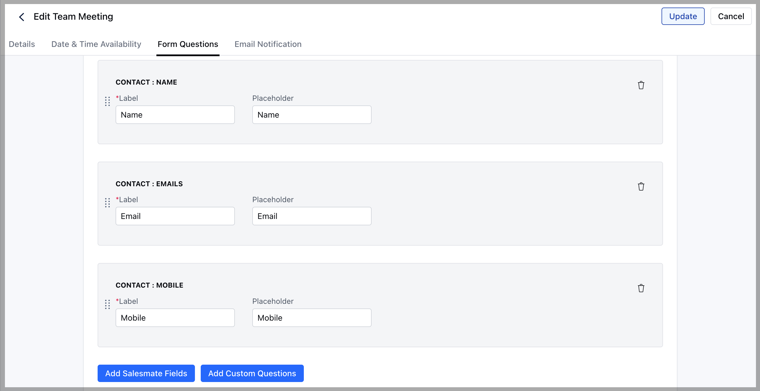 Form Questions Section