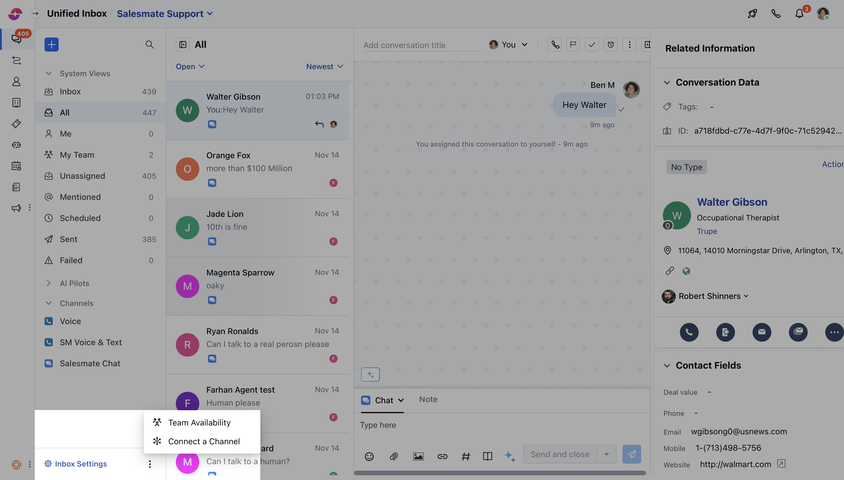 Team availability option