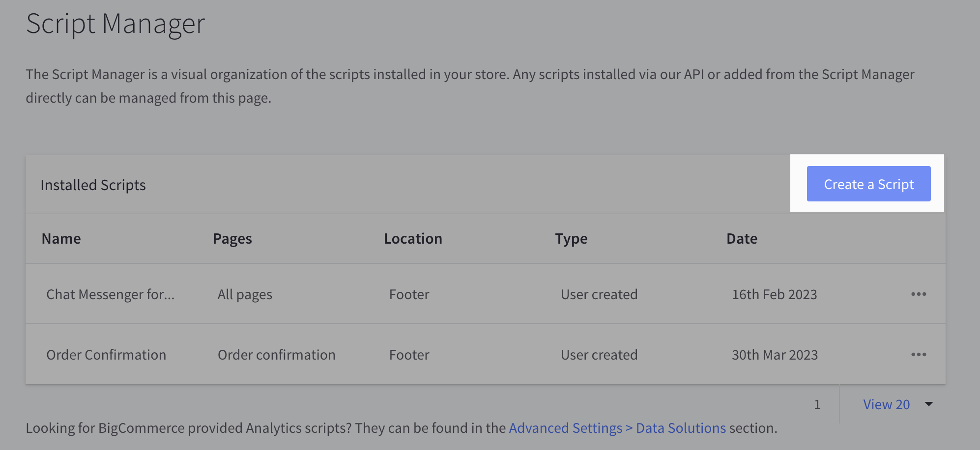 BigCommerce Create a Script