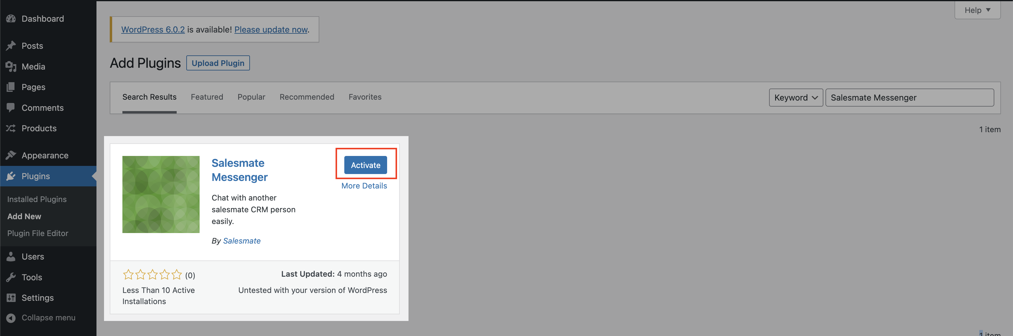 WordPress Activate Plugin