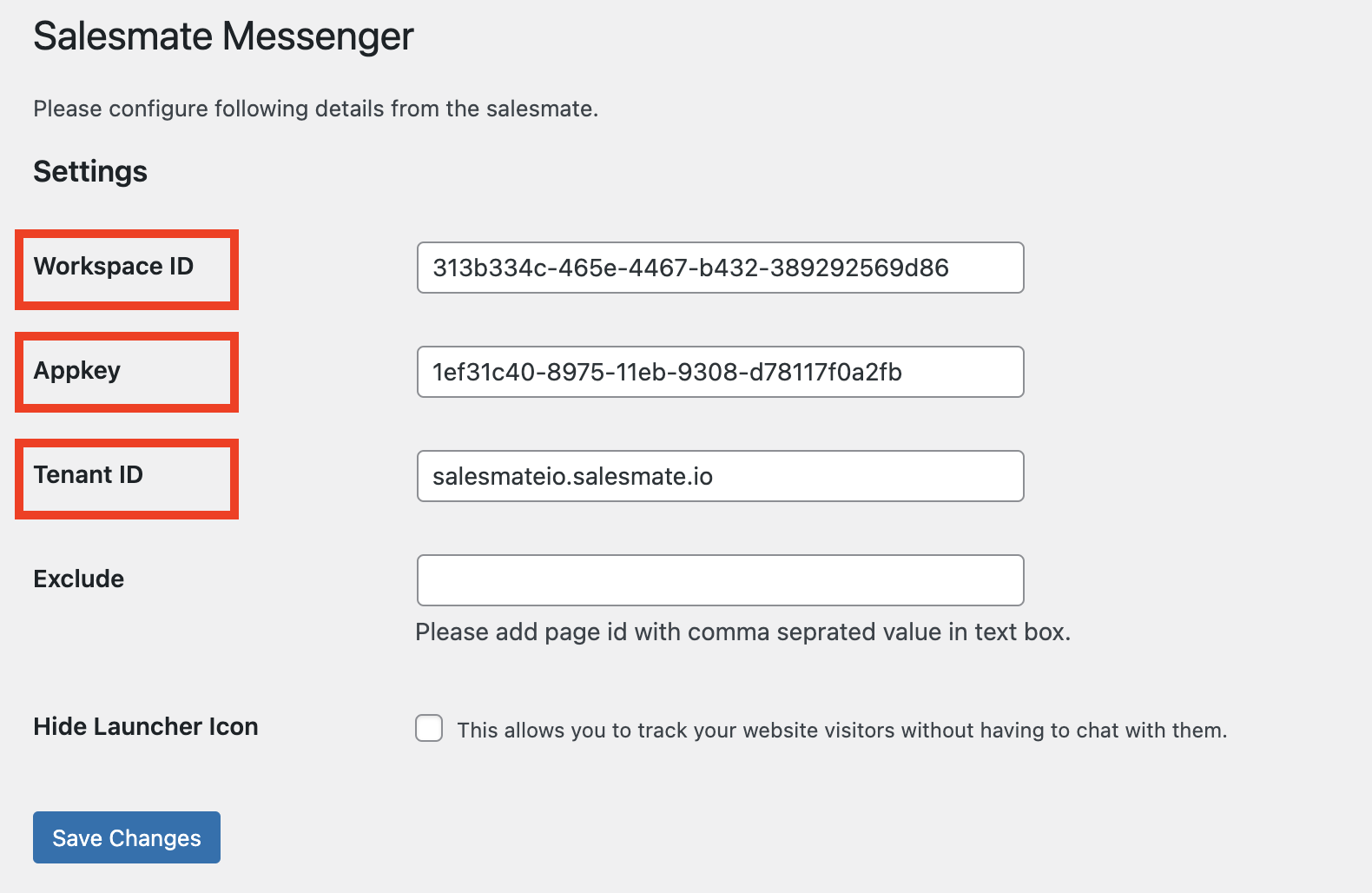 Salesmate messenger installation
