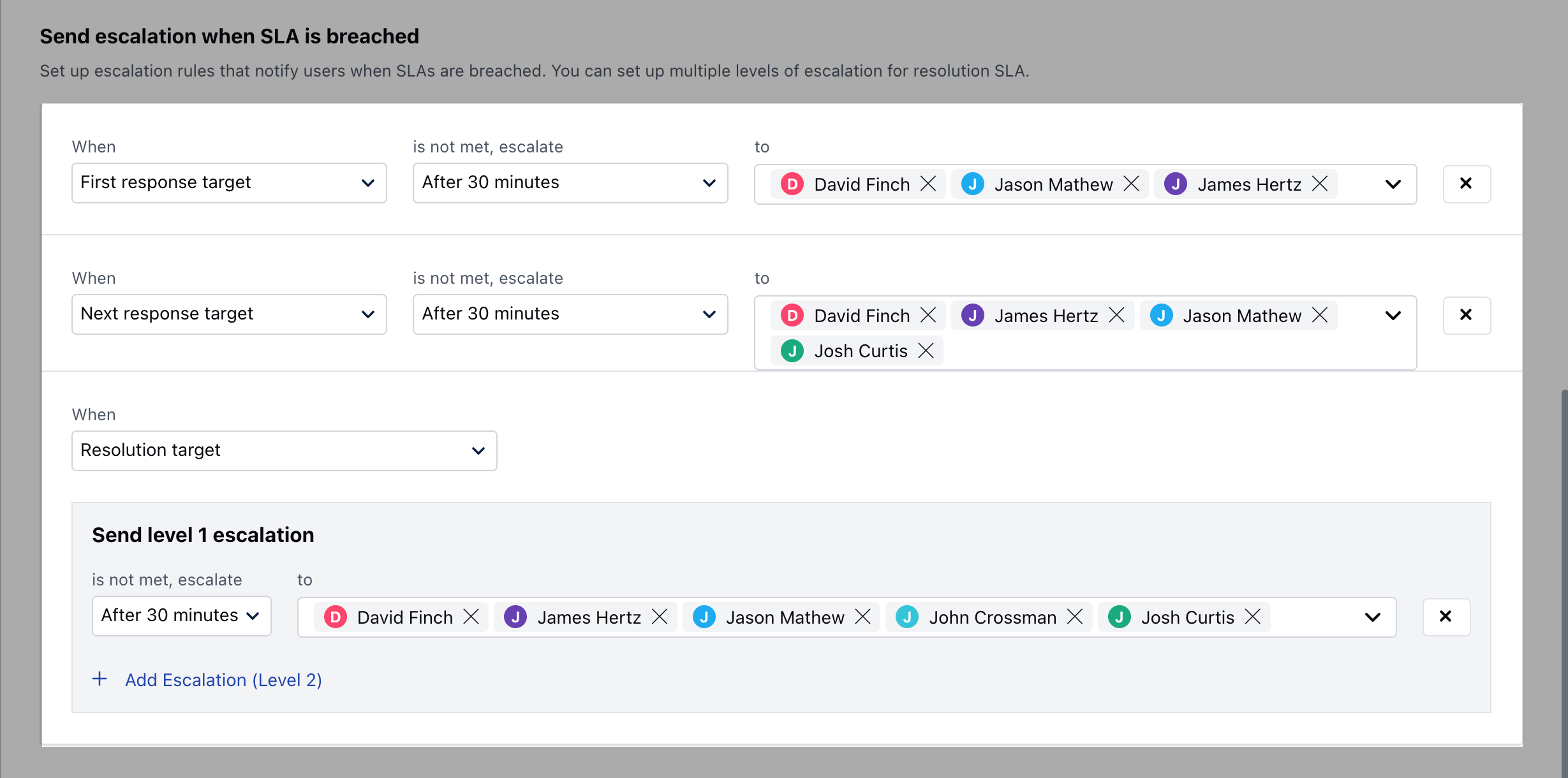 Resolution Response Target Setup