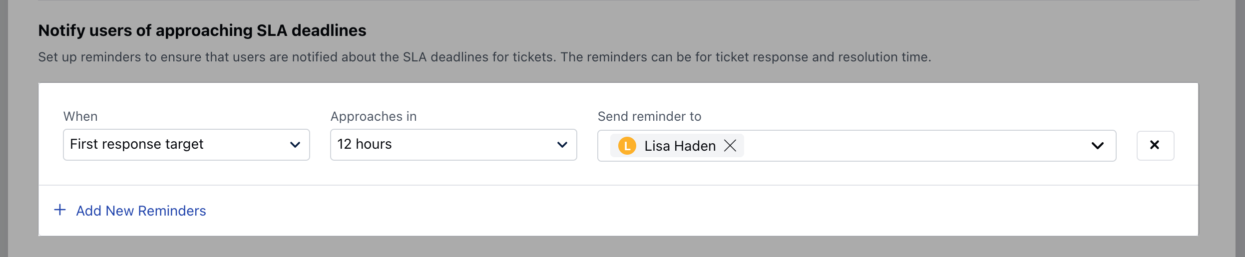 SLA Deadline Notification Setup