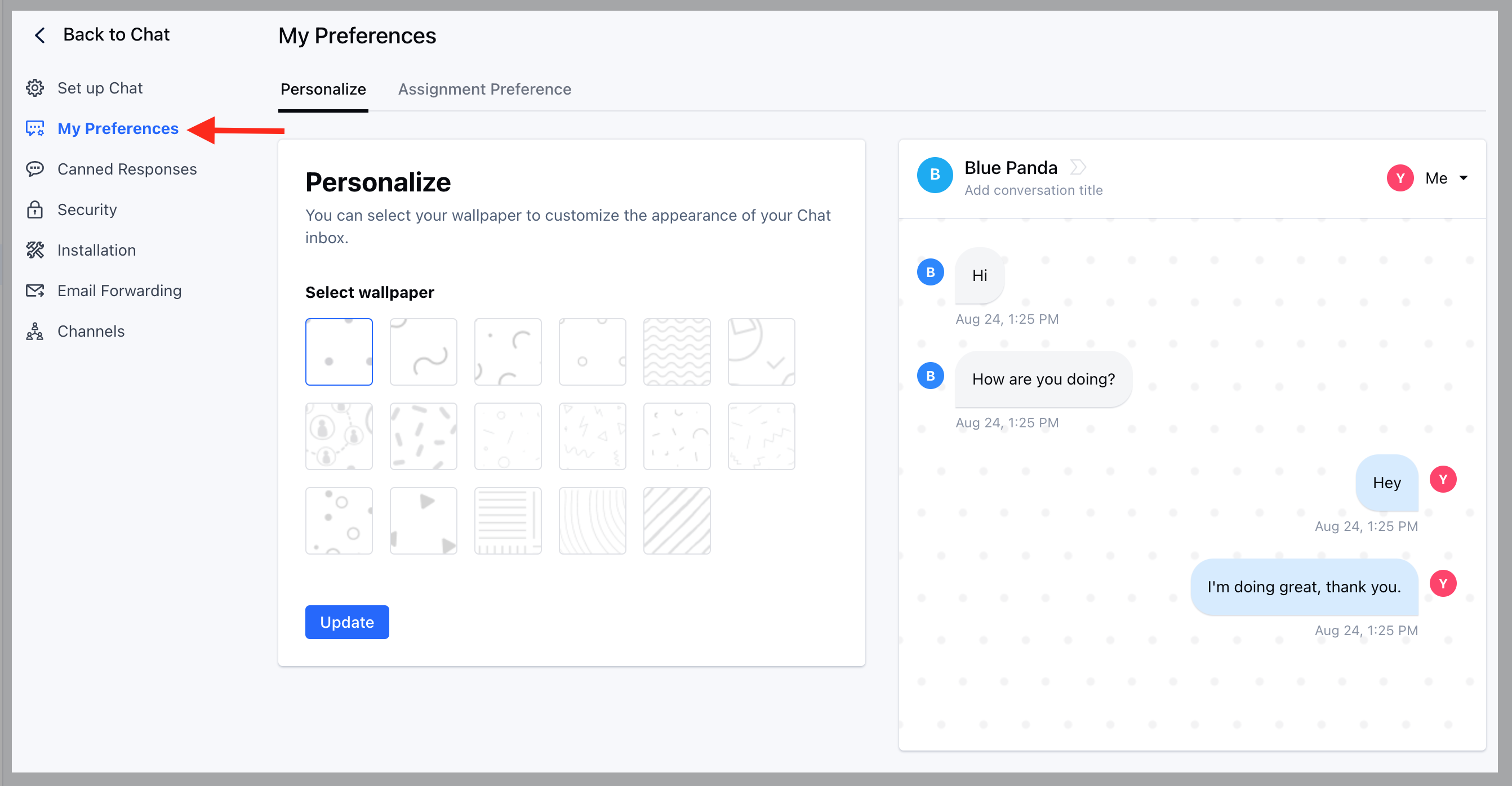 Personalize Chats Inbox