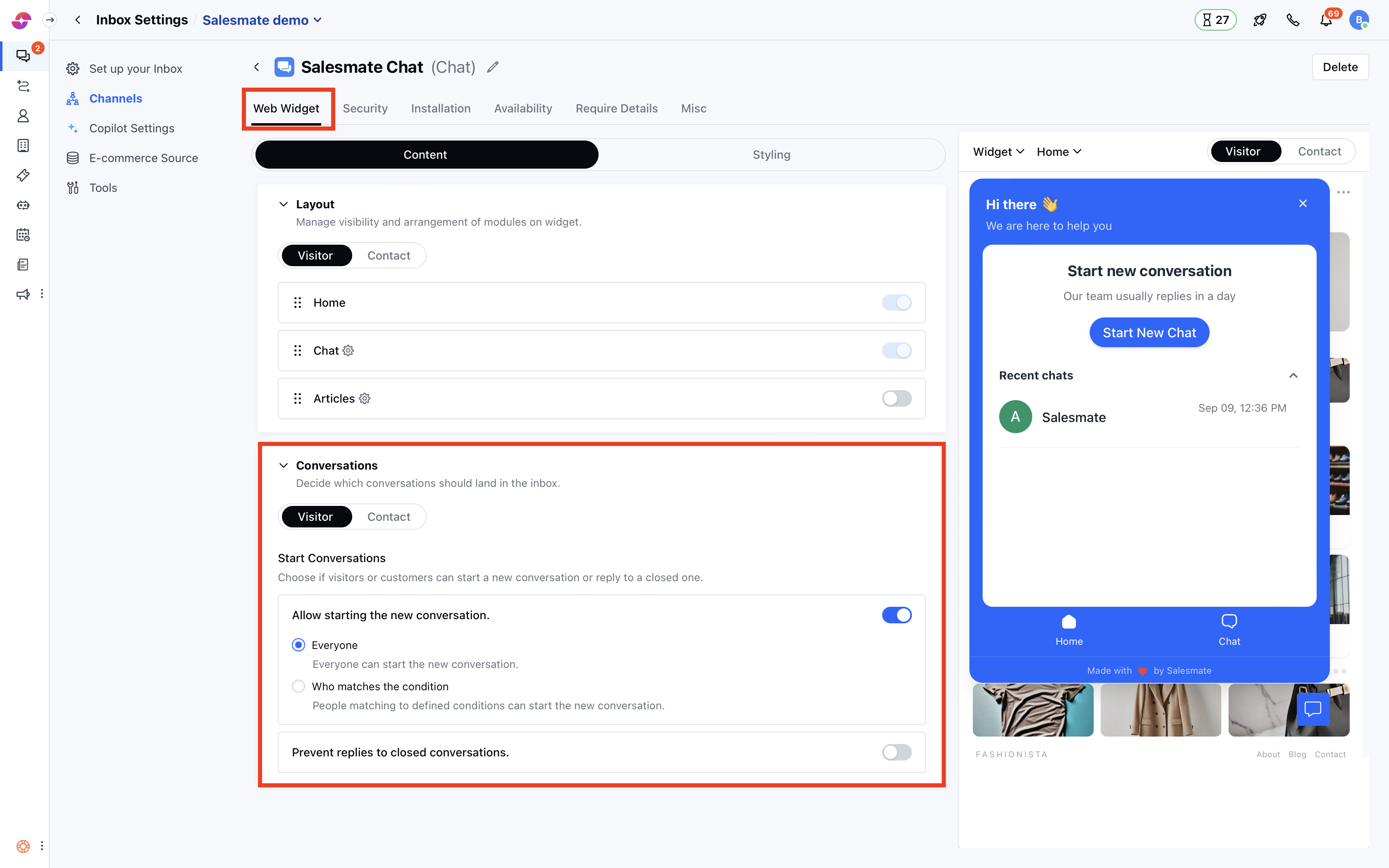Manage who can start a conversation via Chats