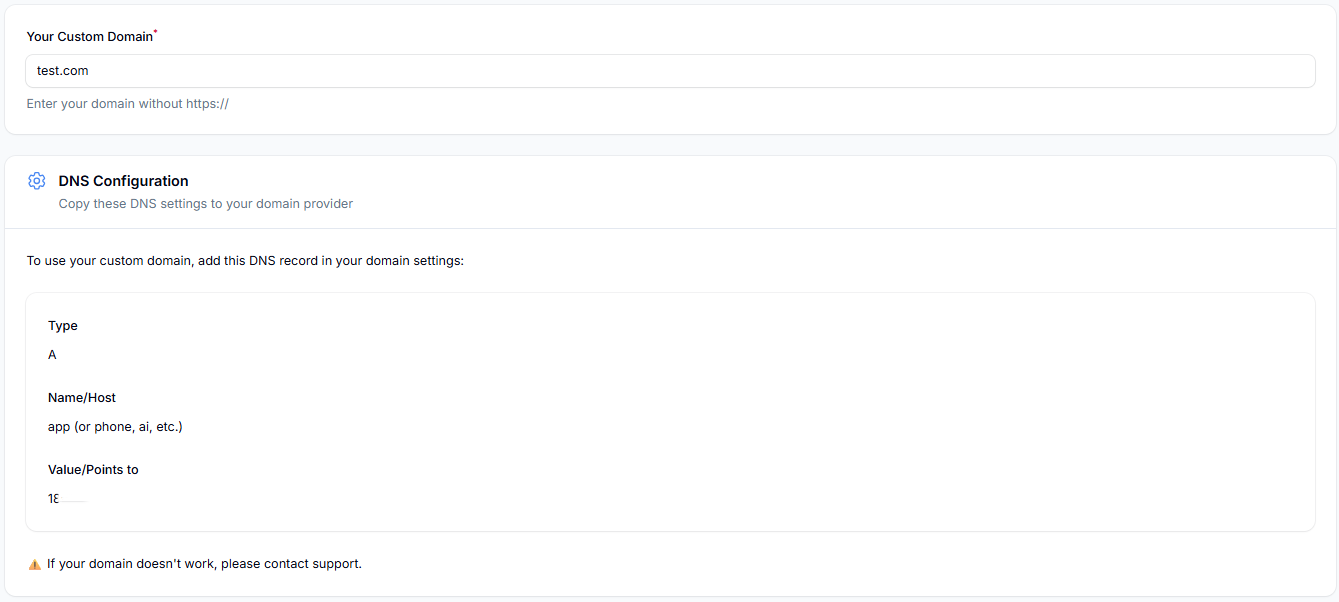 Custom Domain Configuration
