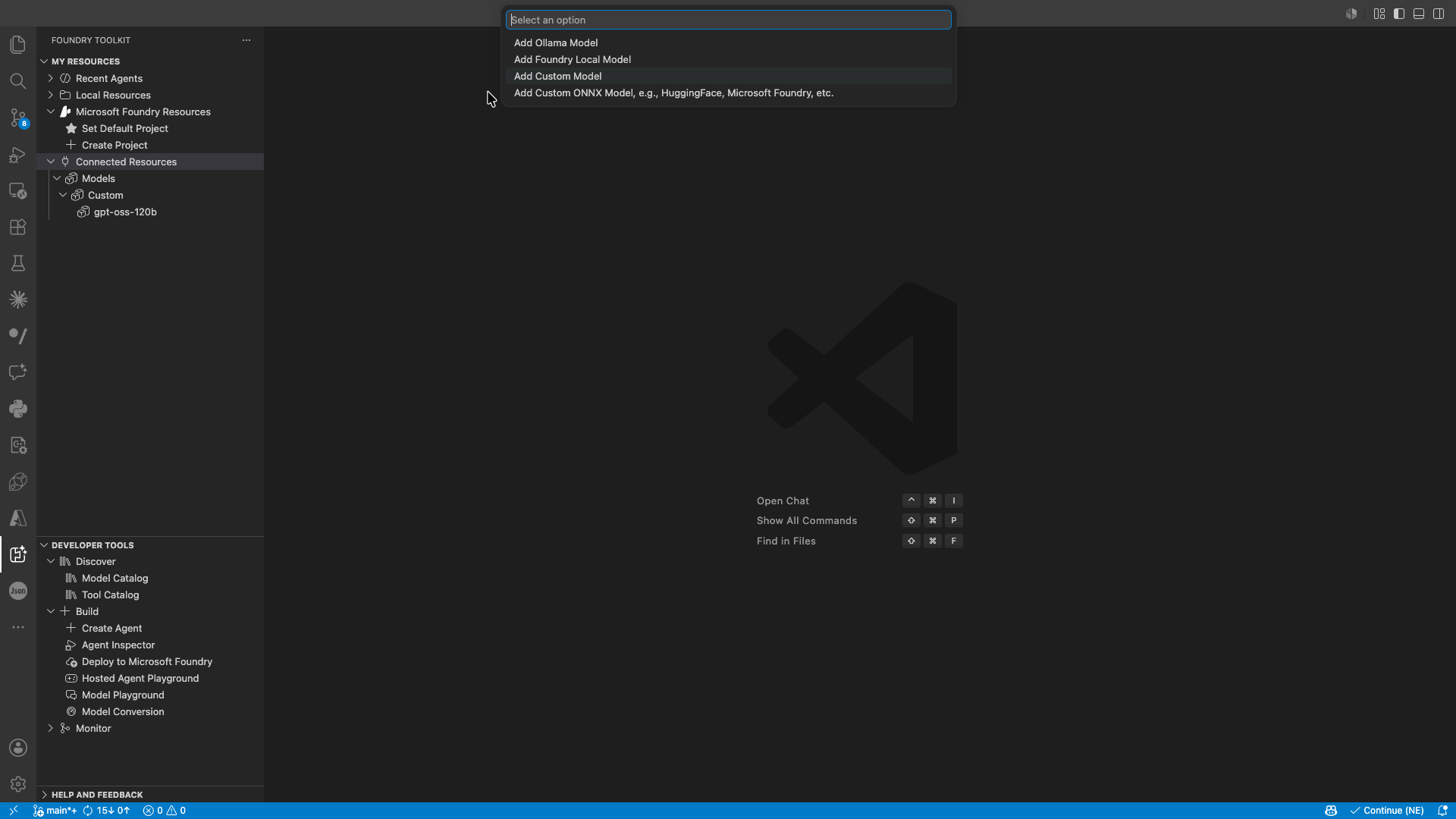 Add custom model option in Foundry Toolkit