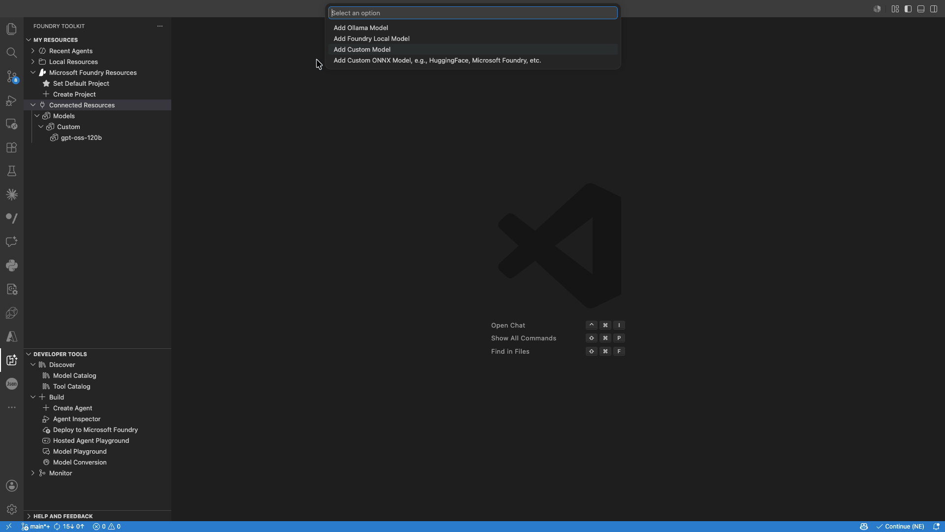 Add custom model option in Foundry Toolkit