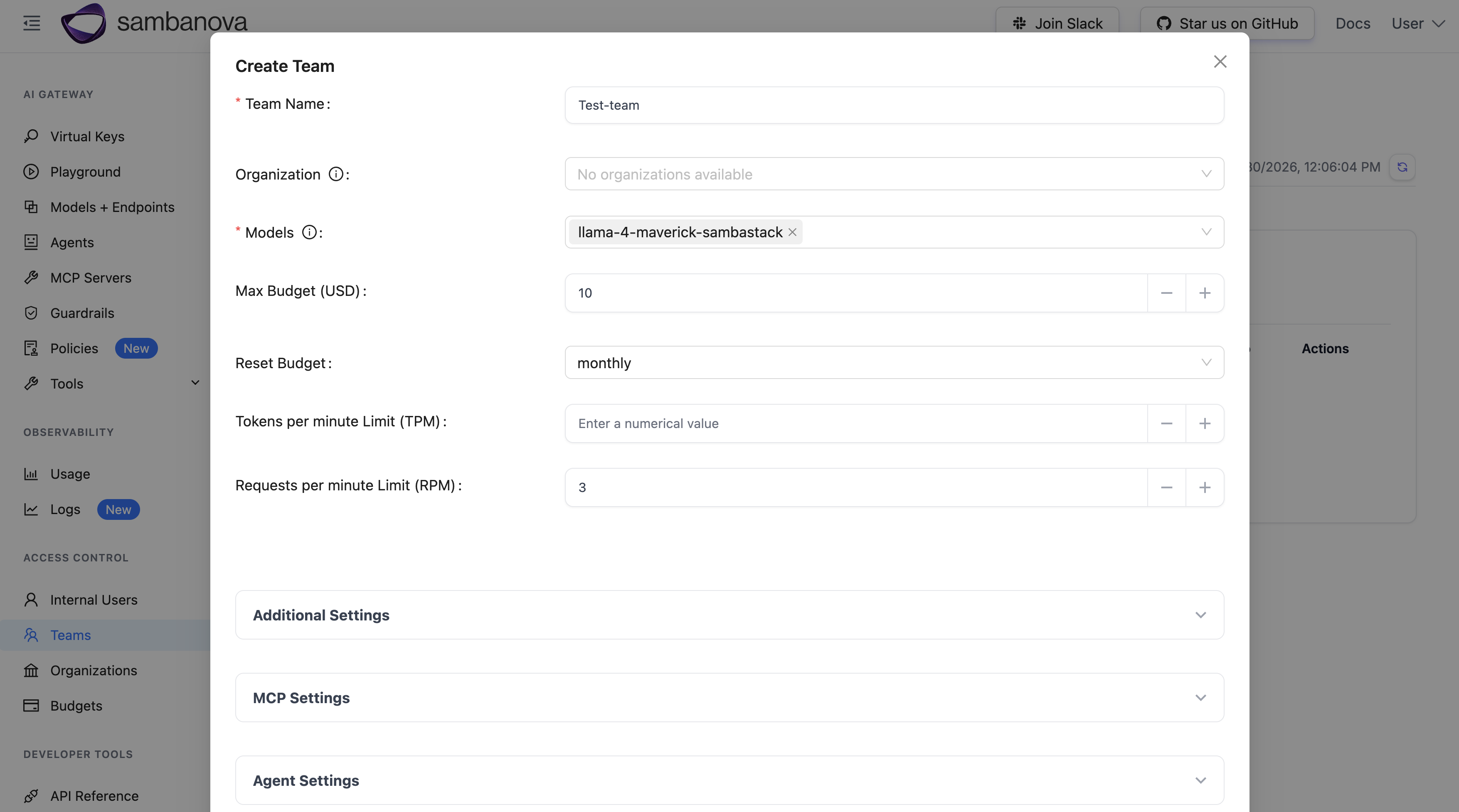 LiteLLM Team Creation