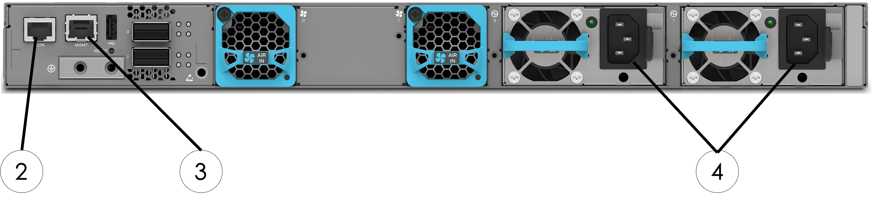 Juniper EX series access switch rear panel